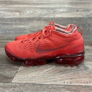 Pre Owned Nike Red Athletic Shoes with Breathable Knit and Air Cushioning